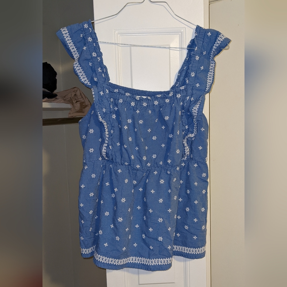 Boho ruffle embroidered Old Navy sleeveless top cottage core ruffles cute - Picture 9 of 12